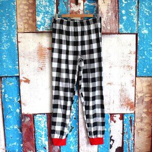 Unisex JOLLY JAMMIES Holiday Pajama Plaid Christmas Loungewear LARGE Black/White